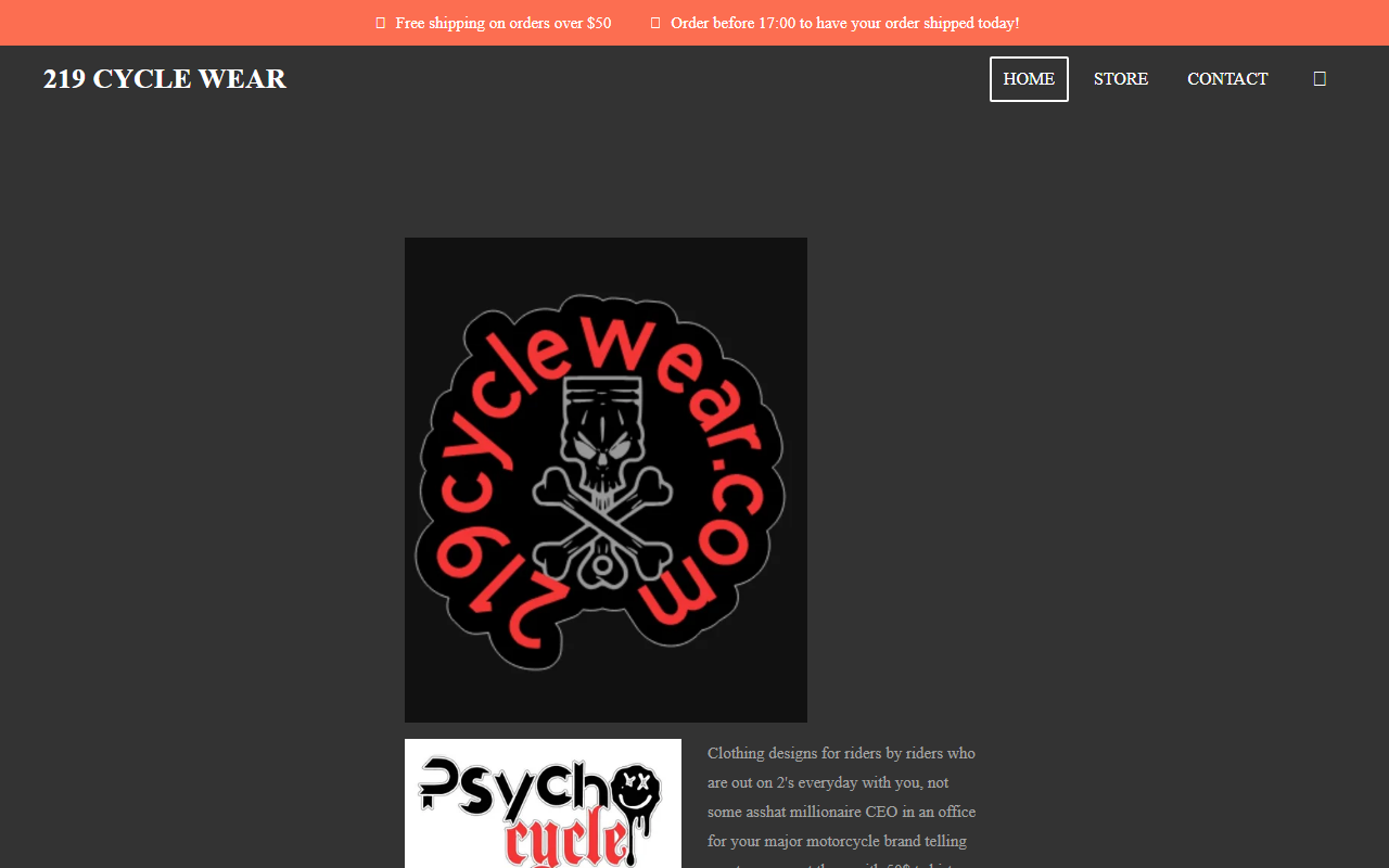219cyclewear.com screenshot