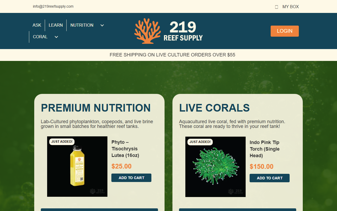 219reefsupply.com screenshot