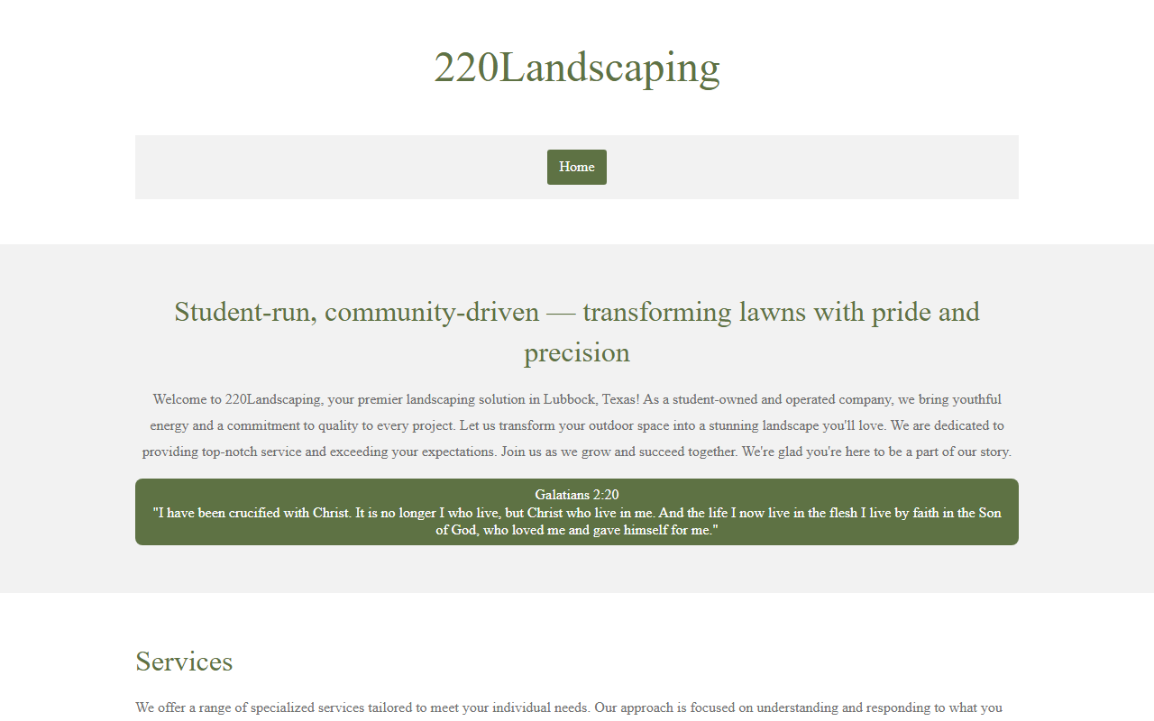 220landscaping.com screenshot