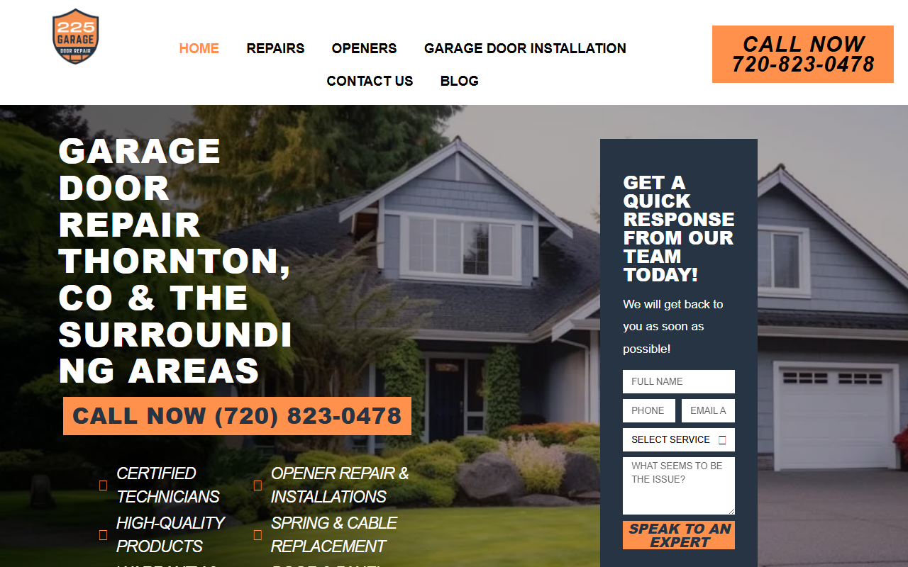 225garagedoorco.com screenshot
