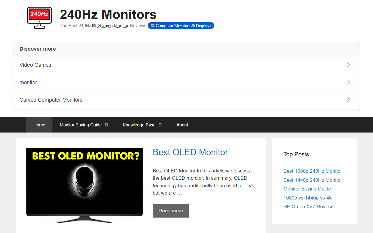 240hzmonitors.com screenshot