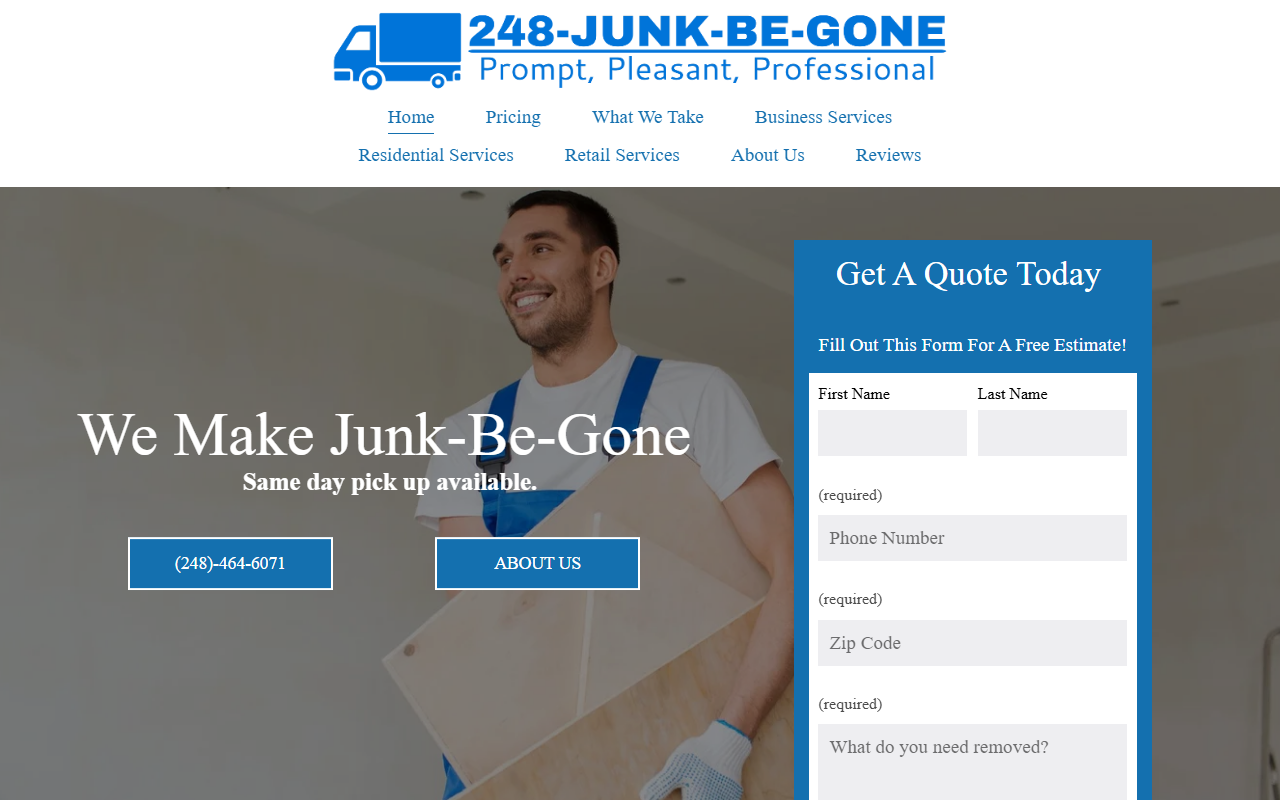 248junkbegone.com screenshot