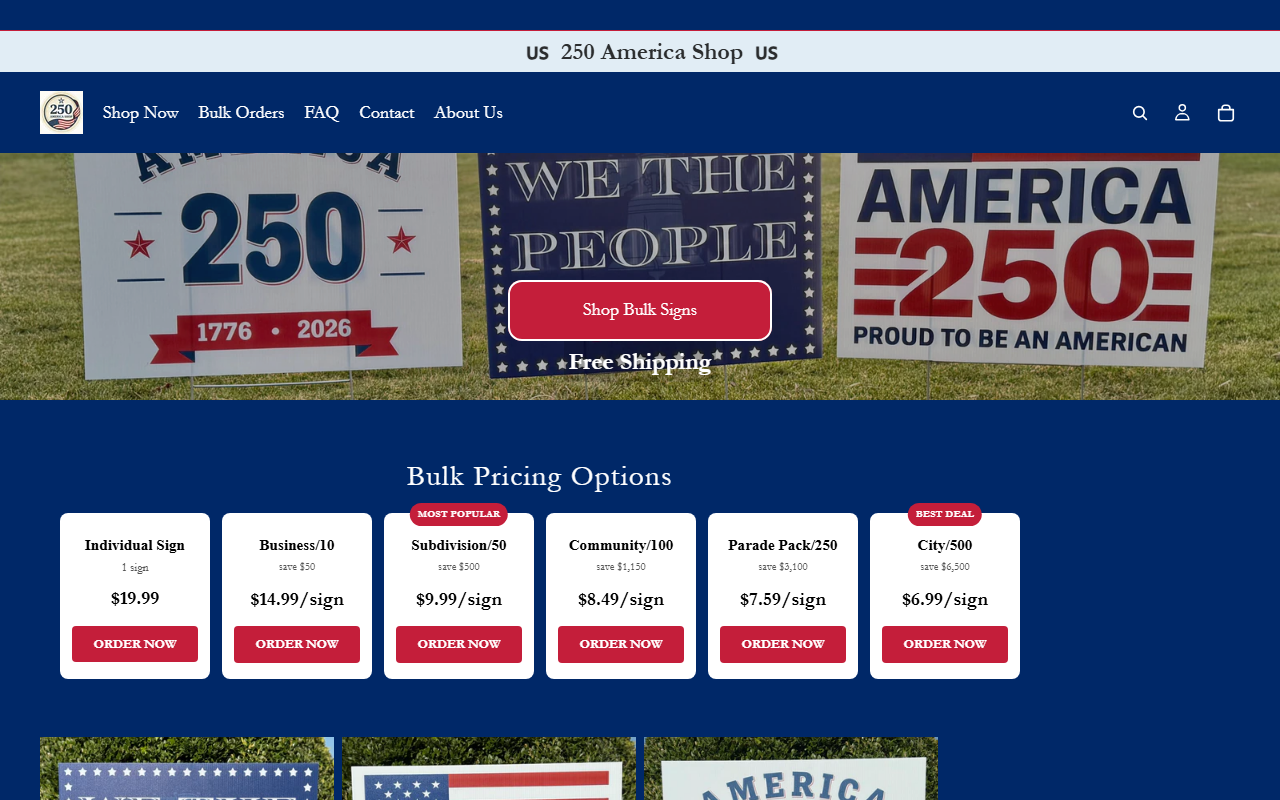 250americashop.com screenshot