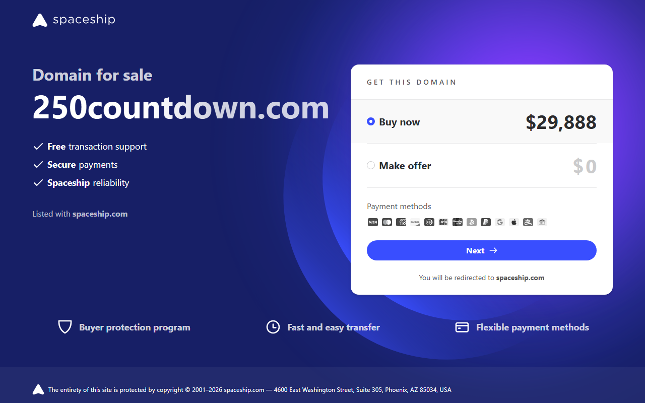 250countdown.com screenshot