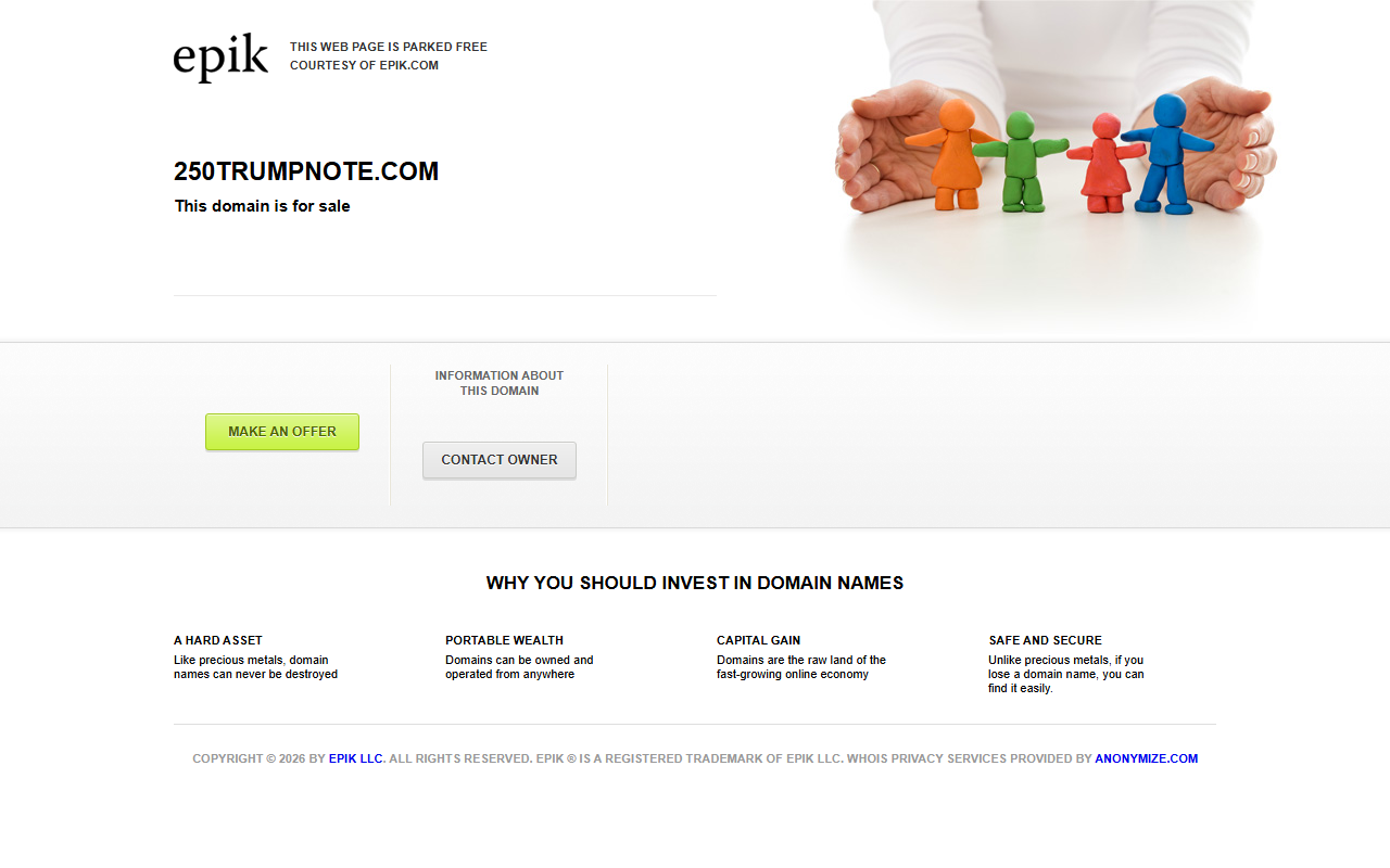 250trumpnote.com screenshot