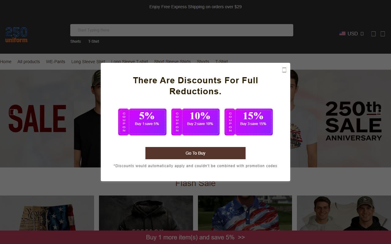250uniform.com screenshot