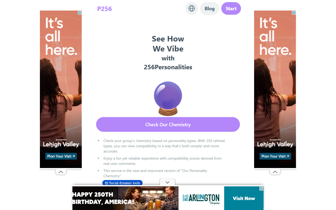 256personalities.com screenshot