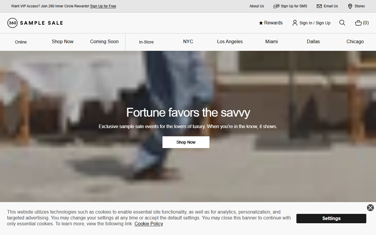 260samplesales.com screenshot