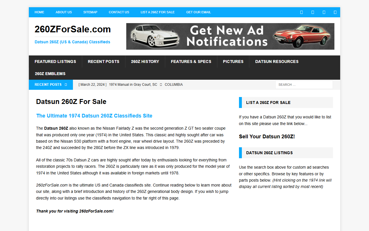 260zforsale.com screenshot