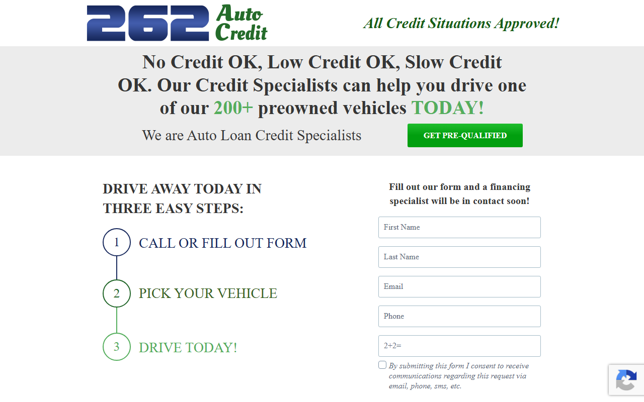 262autocredit.com screenshot