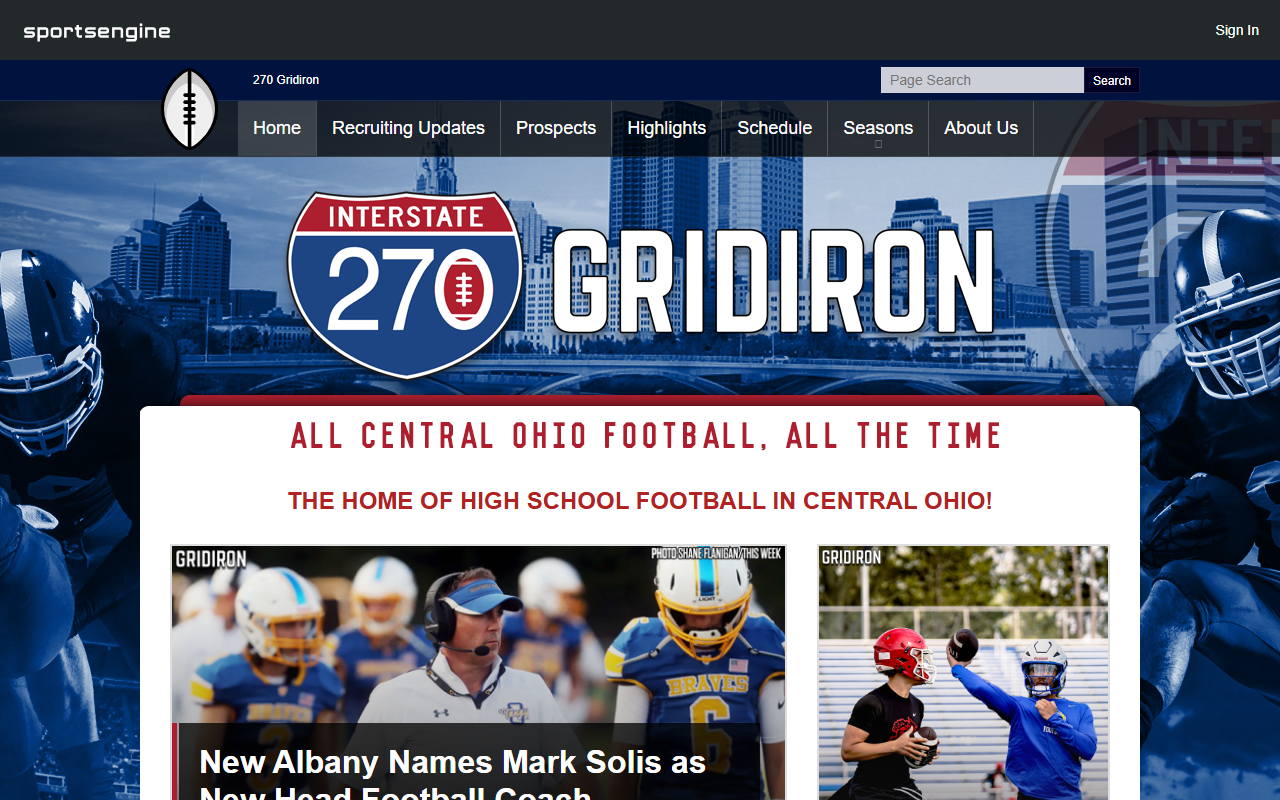 270gridiron.com screenshot