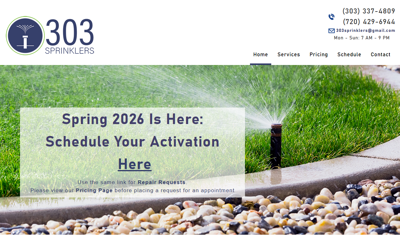 303-sprinklers.com screenshot