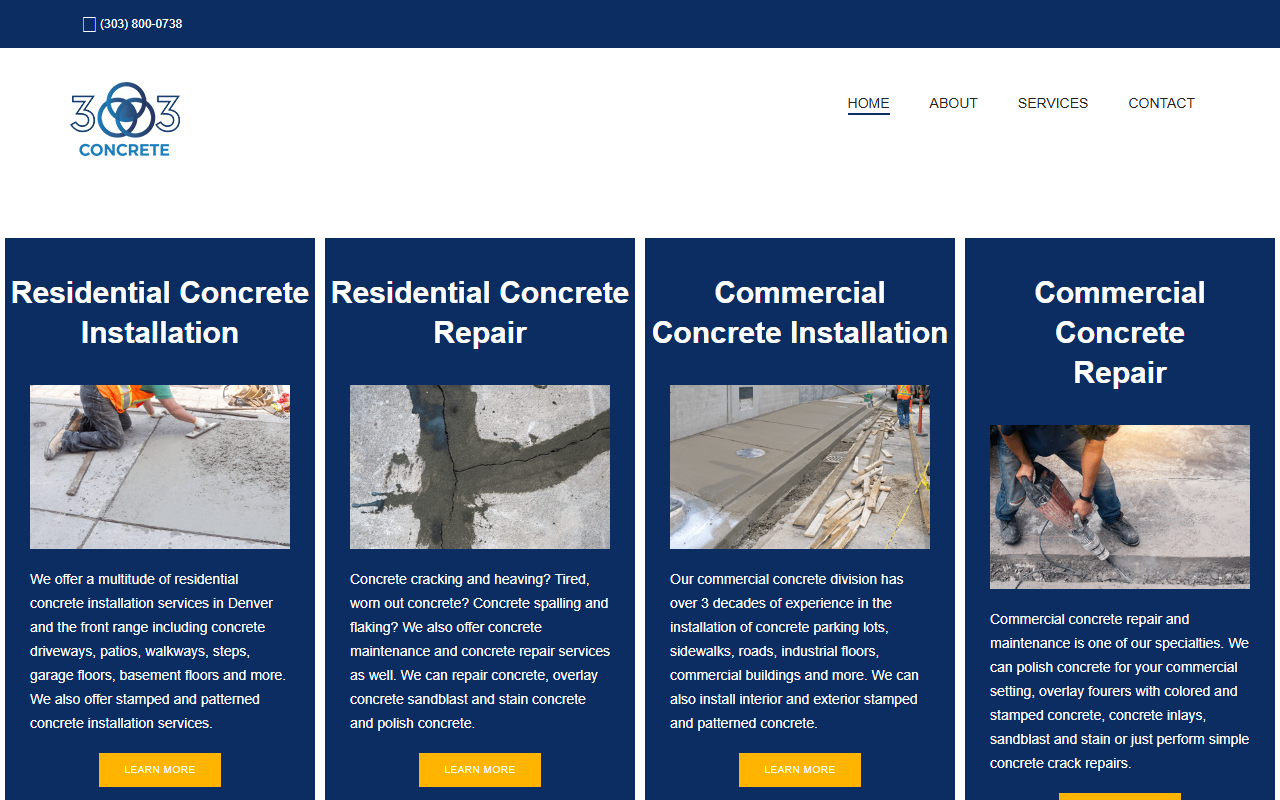 303concrete.com screenshot