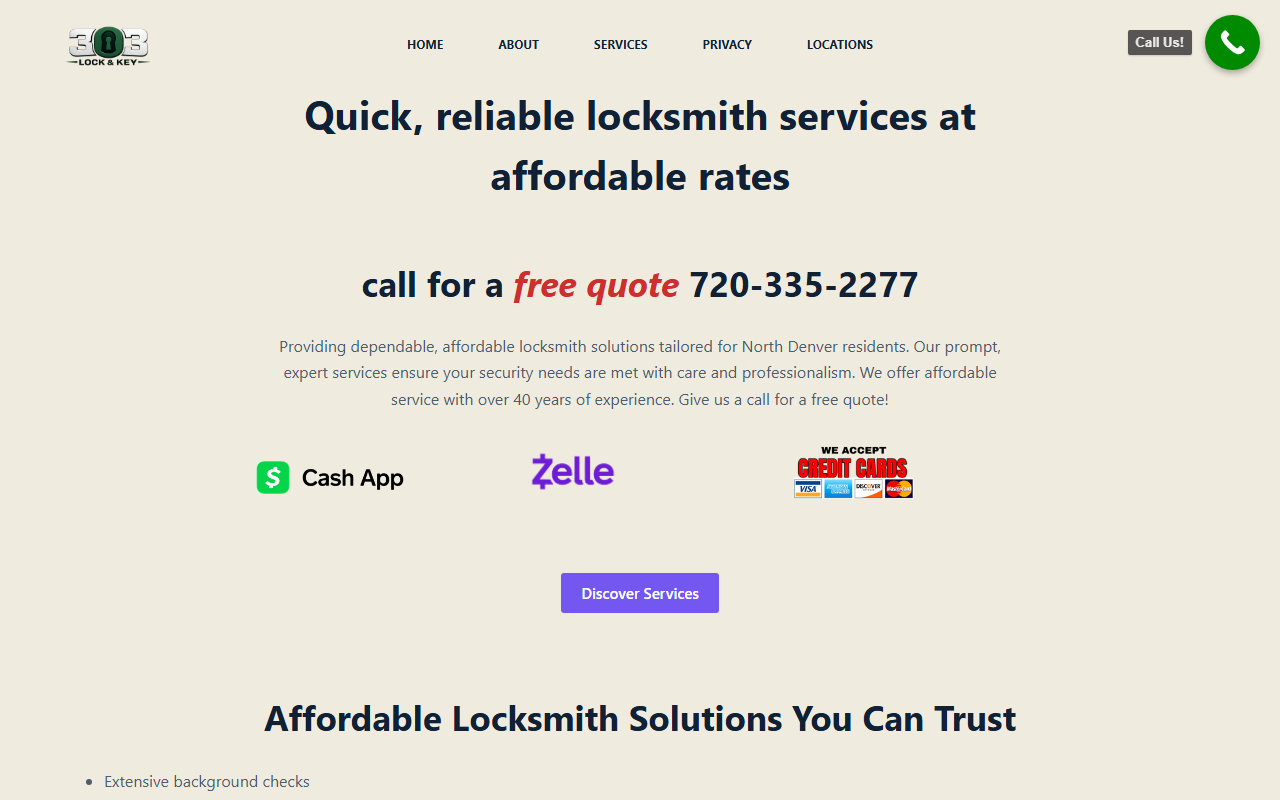 303lockandkey.com screenshot
