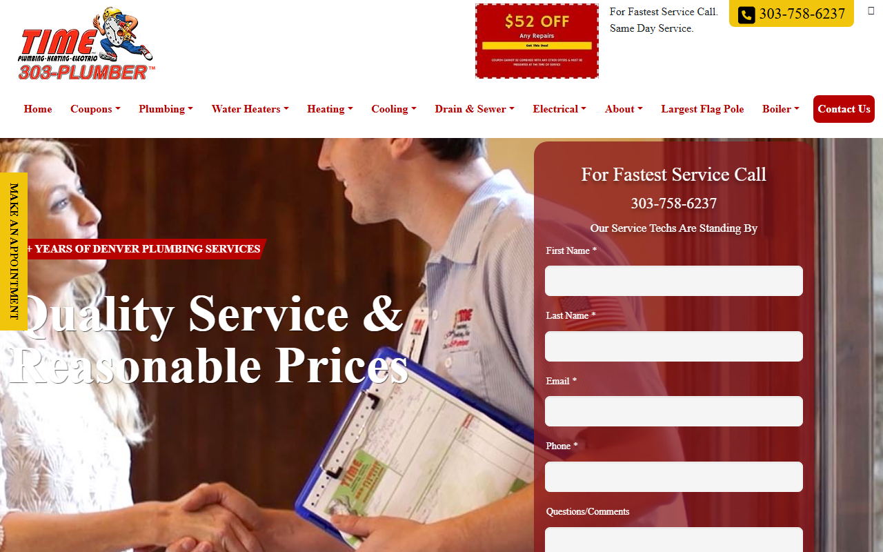 303plumbing.com screenshot
