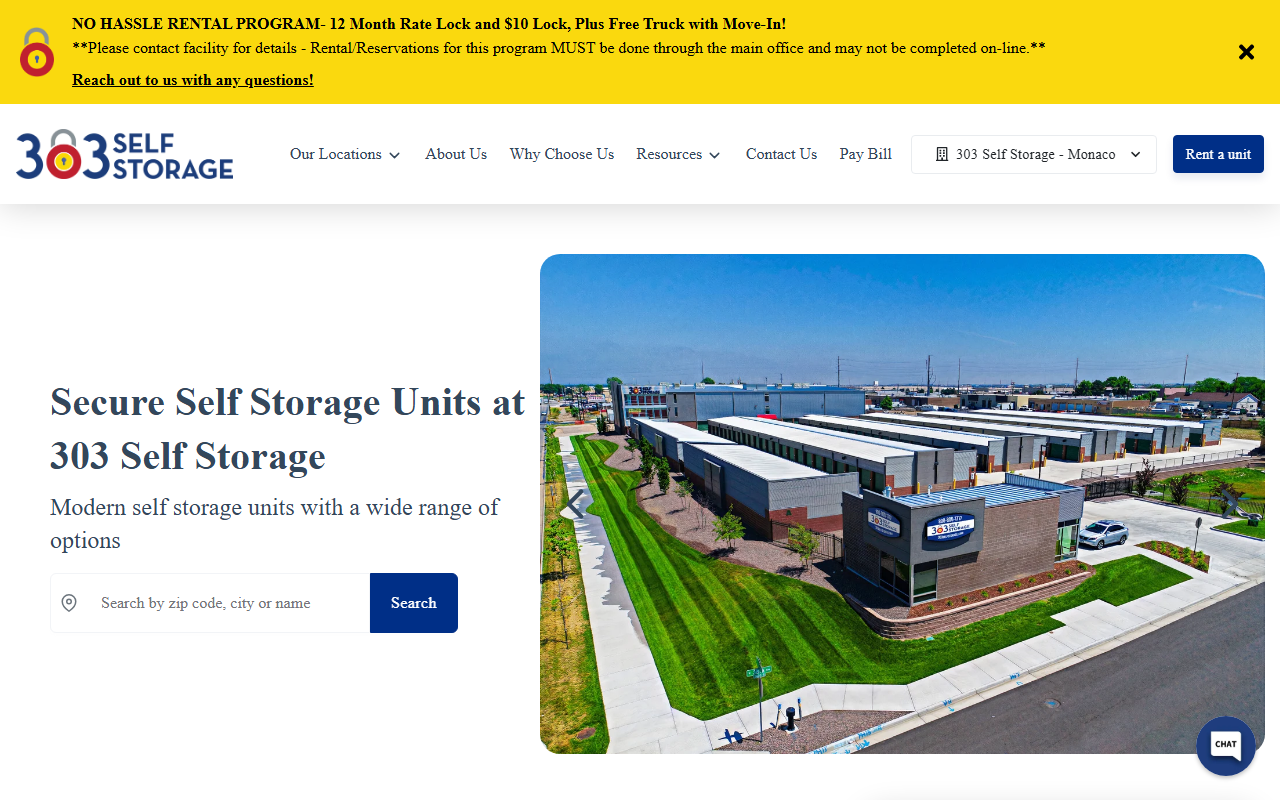 303selfstorage.com screenshot