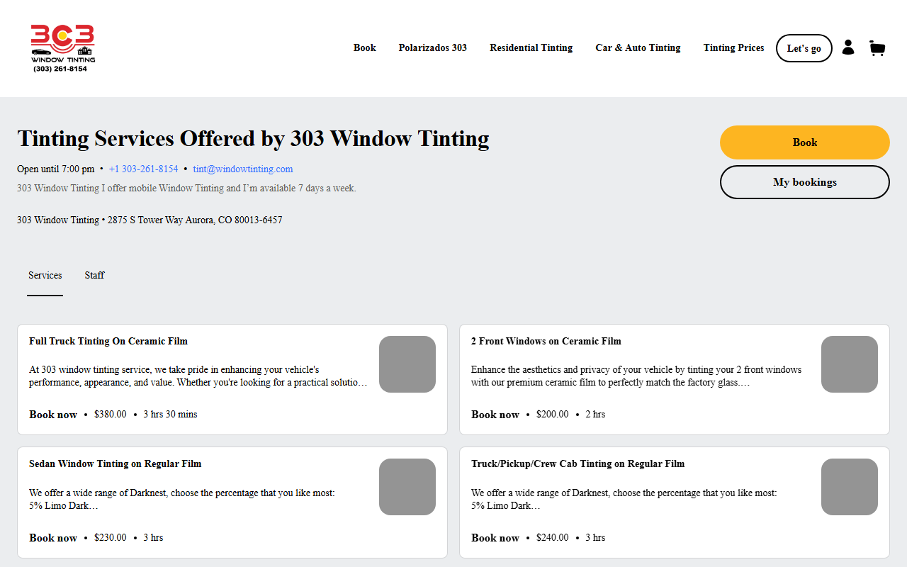 303tinters.com screenshot