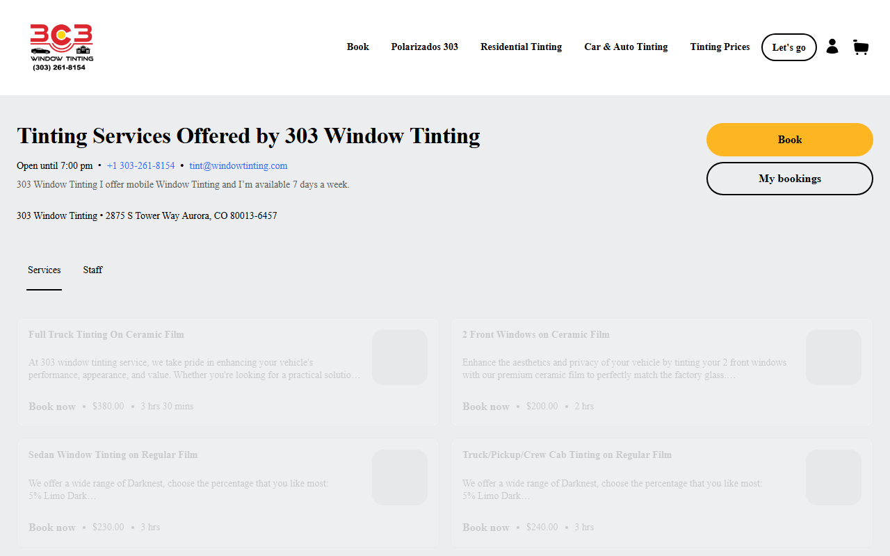 303windowtinting.com screenshot