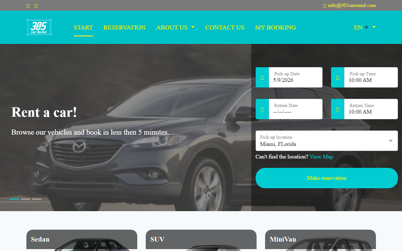 305carrental.com screenshot