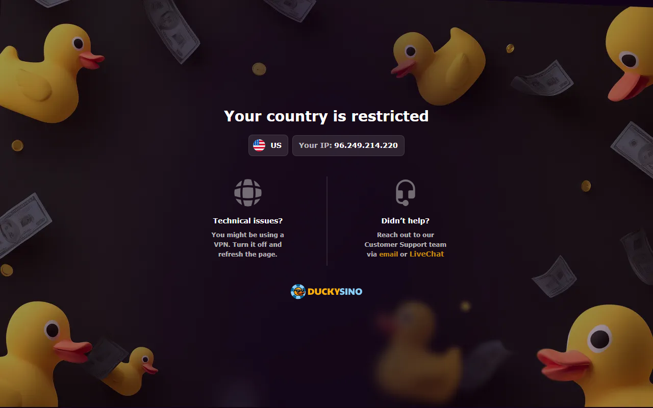 305duckysino.com screenshot