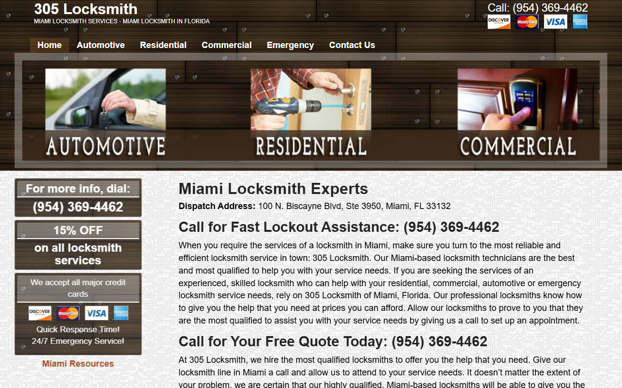 305locksmith.com screenshot