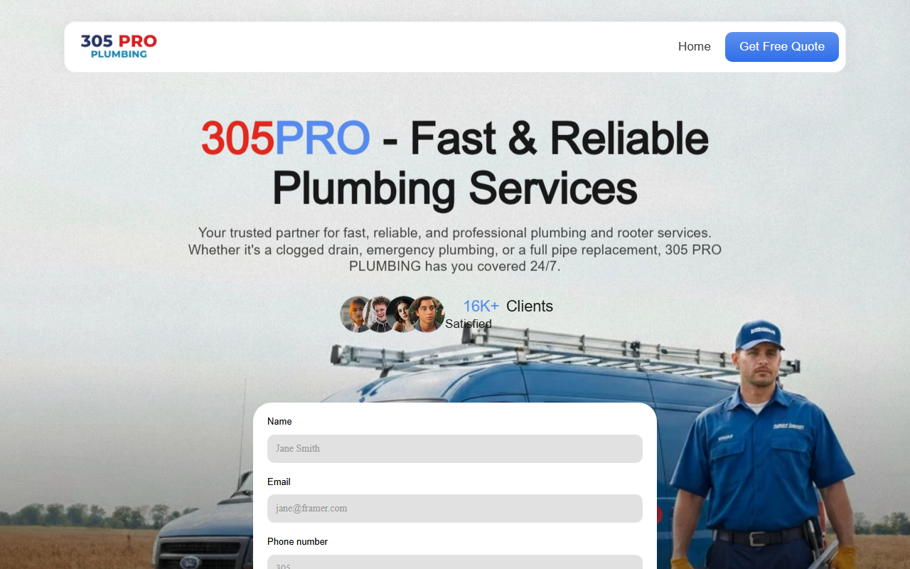305proplumbing.com screenshot
