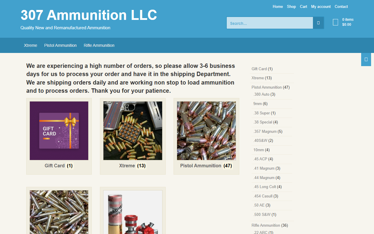 307ammunition.com screenshot