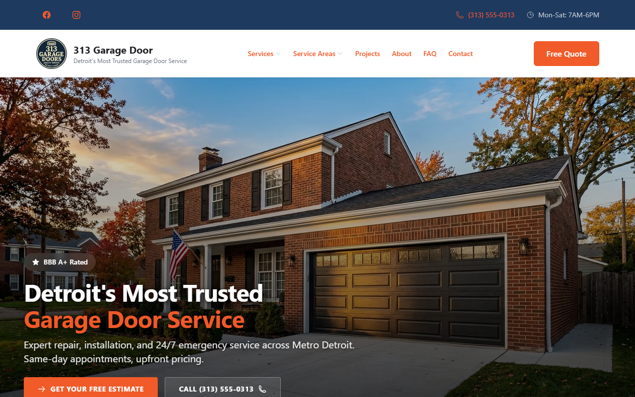 313garagedoors.com screenshot
