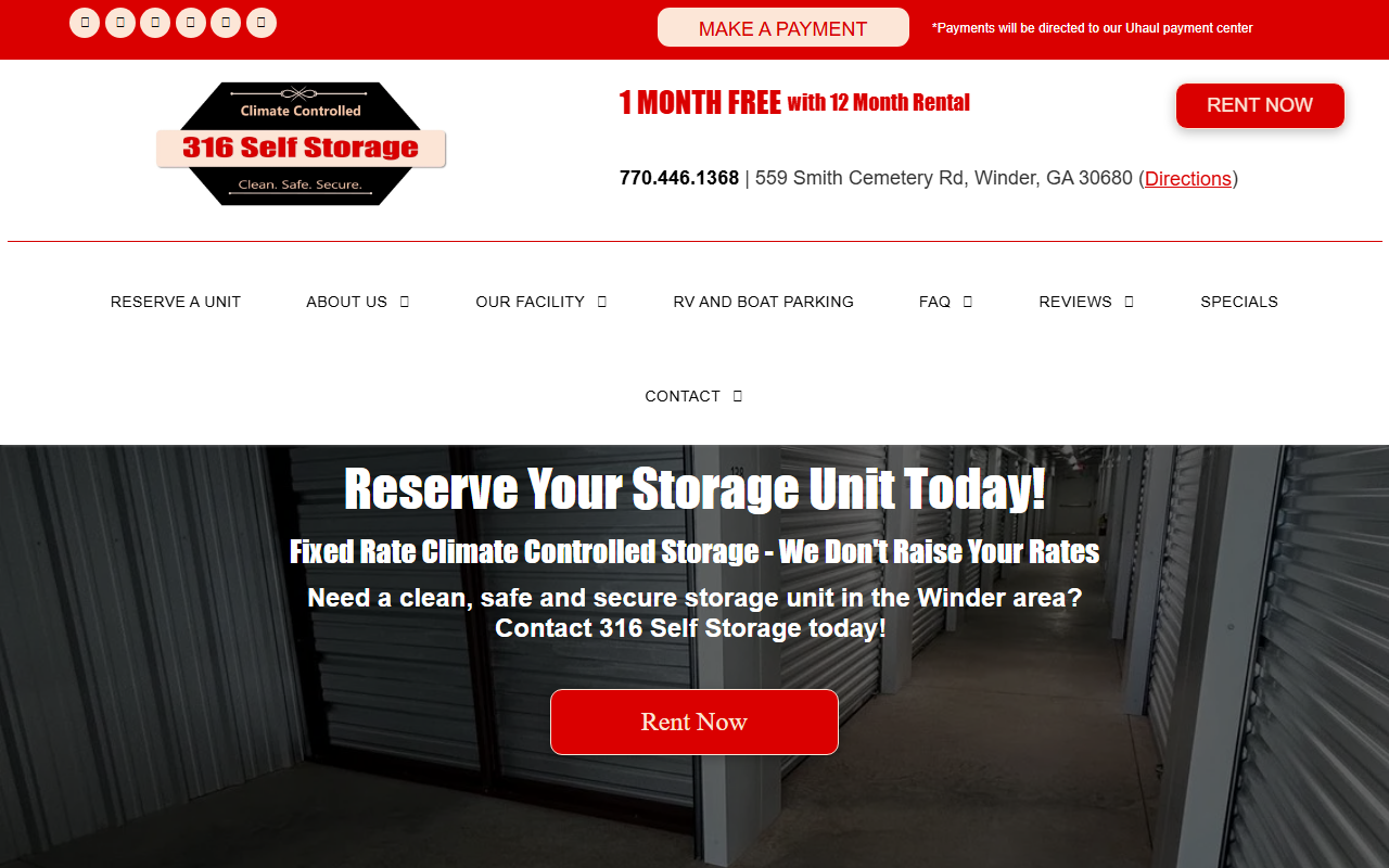 316selfstorage.com screenshot
