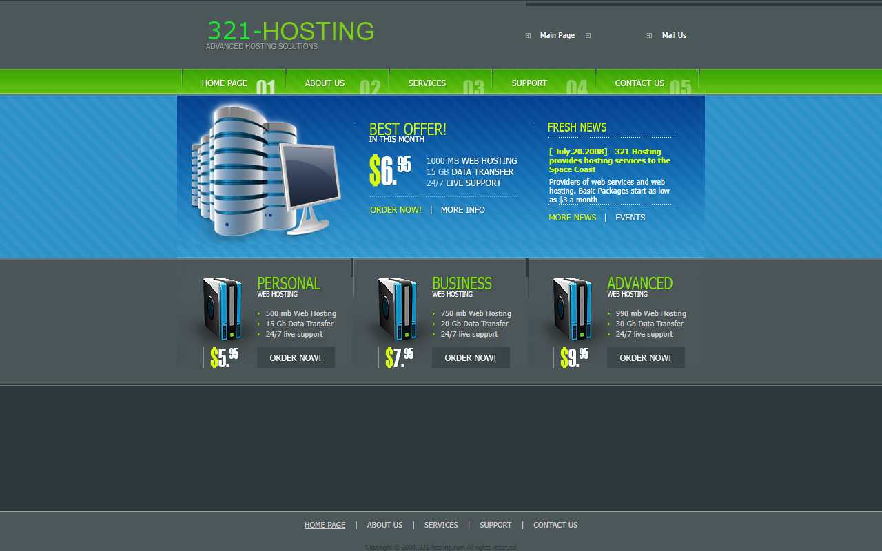 321-hosting.com screenshot