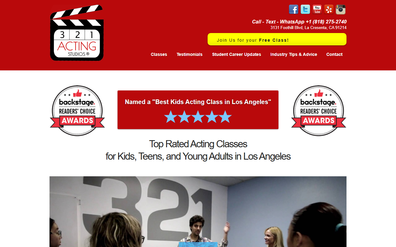 321actingclasses.com screenshot