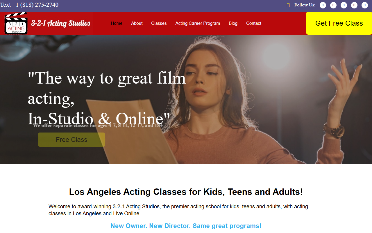 321actingschool.com screenshot