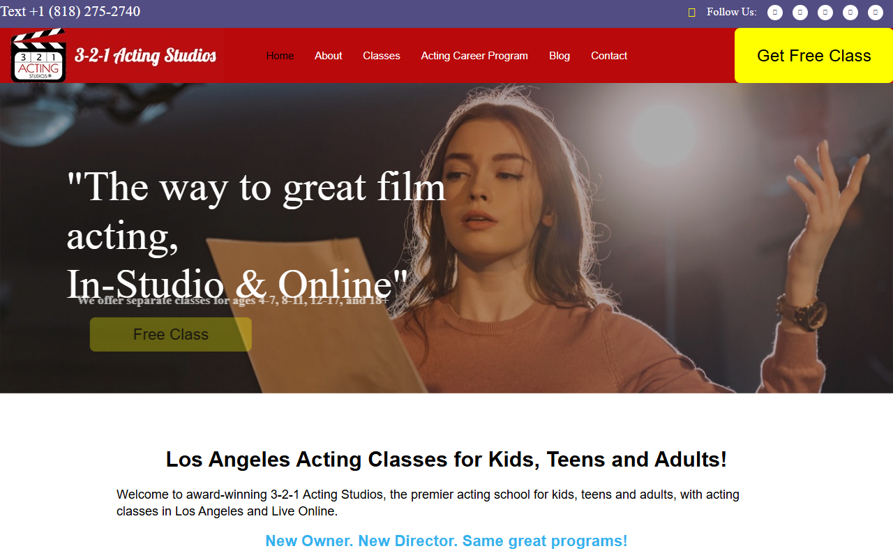 321actingstudios.com screenshot