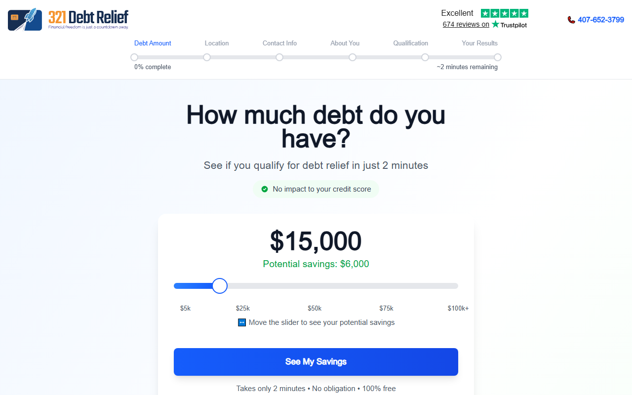 321debtrelief.com screenshot