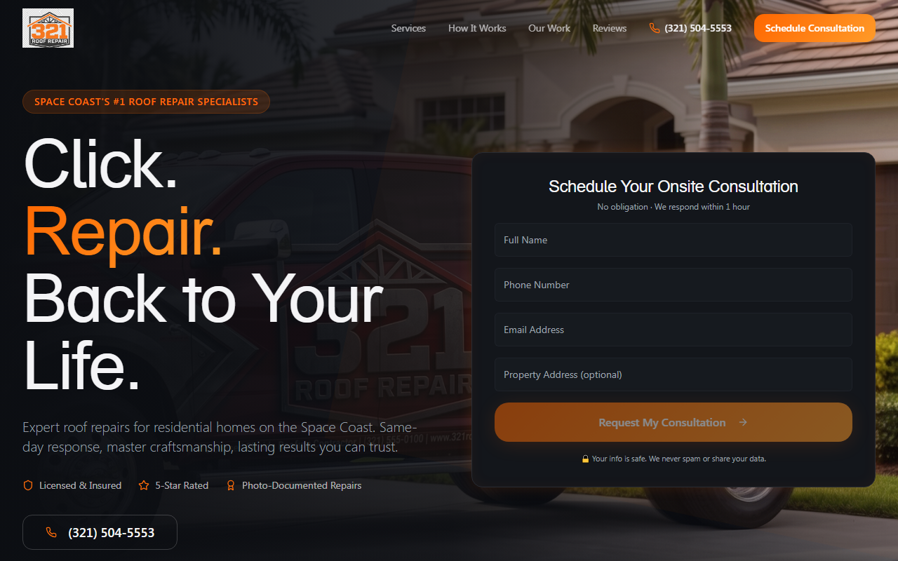 321roofrepair.com screenshot