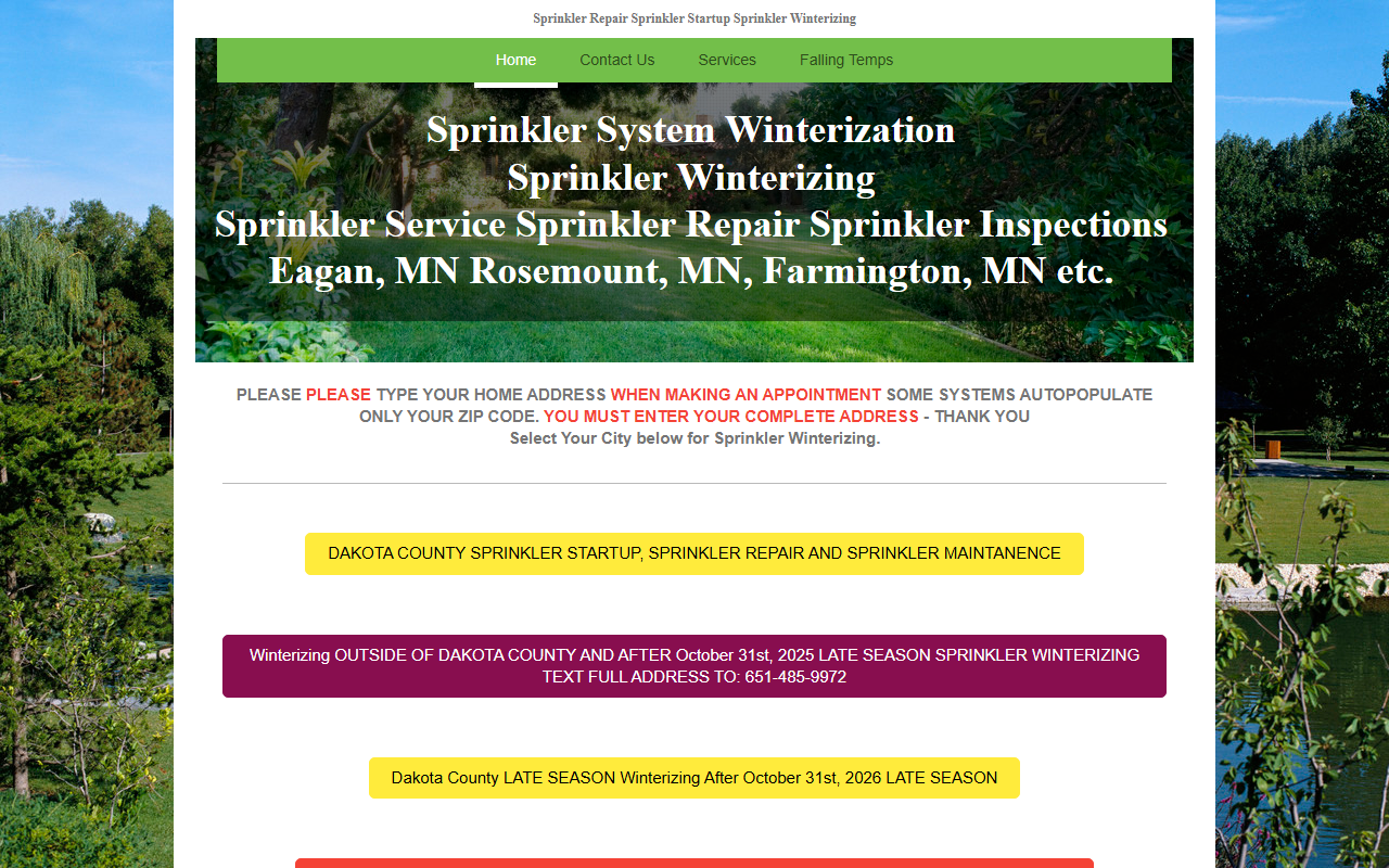 321sprinkler.com screenshot