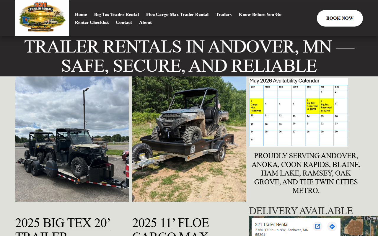 321trailerrental.com screenshot