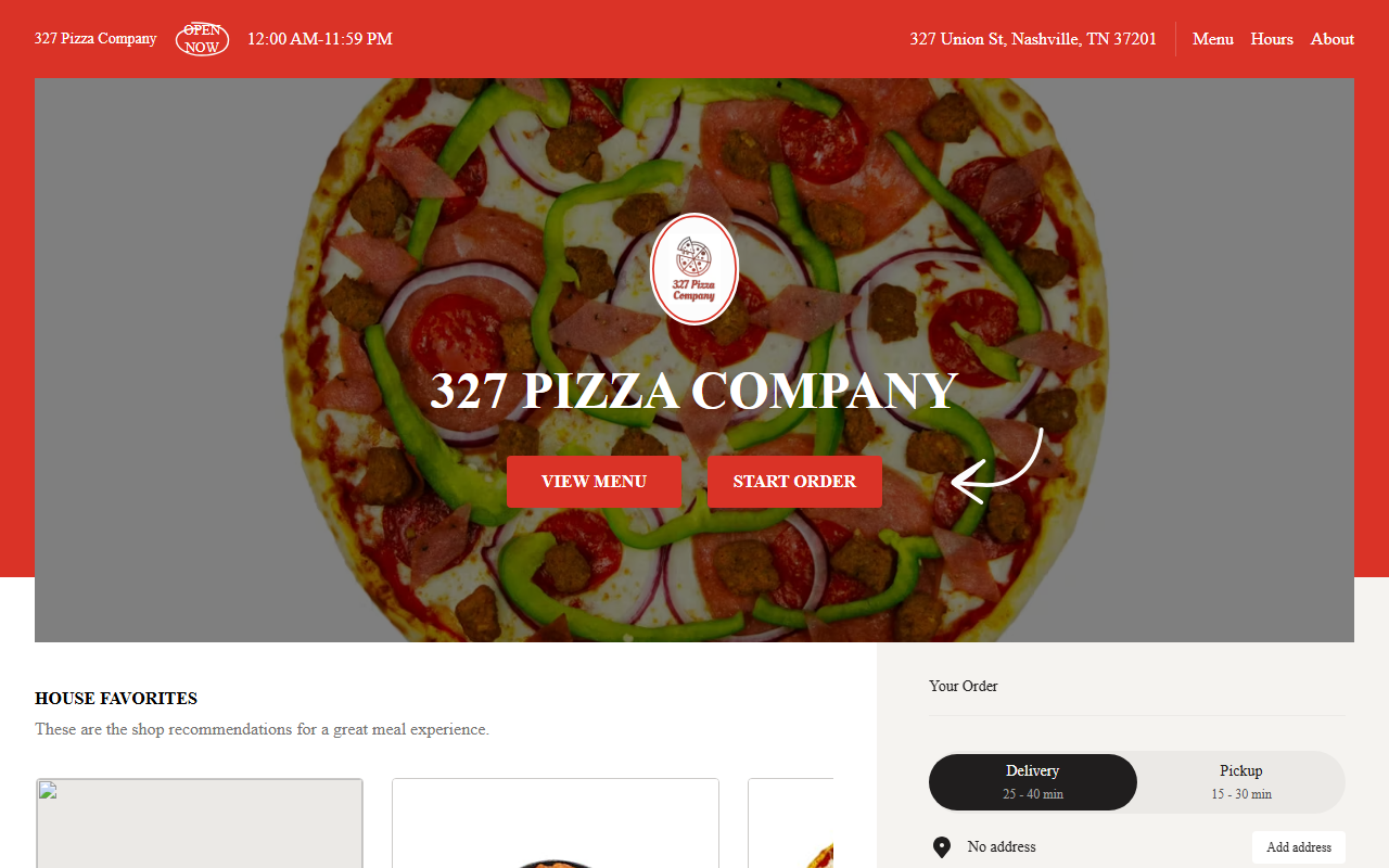 327pizzacompany.com screenshot