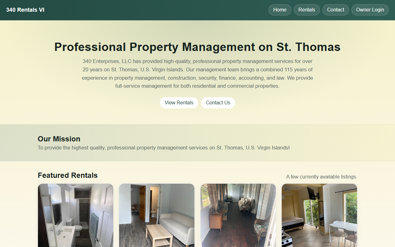 340rentalsvi.com screenshot
