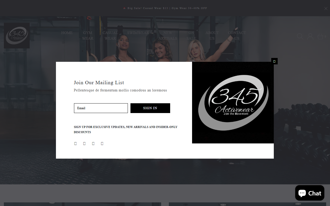 345activewear.com screenshot