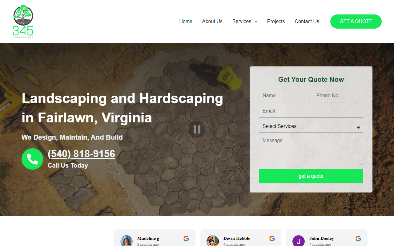 345landscaping.com screenshot