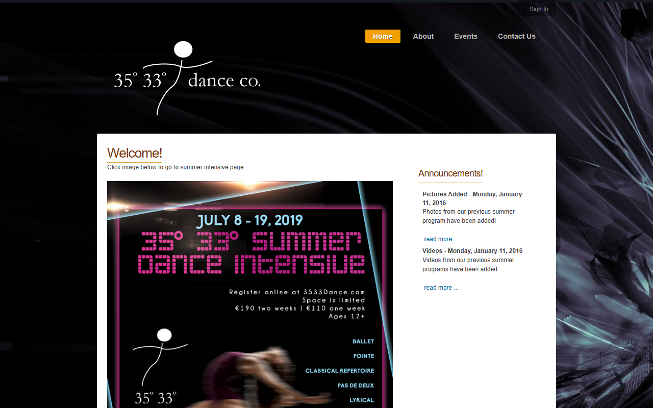 3533dancecompany.com screenshot