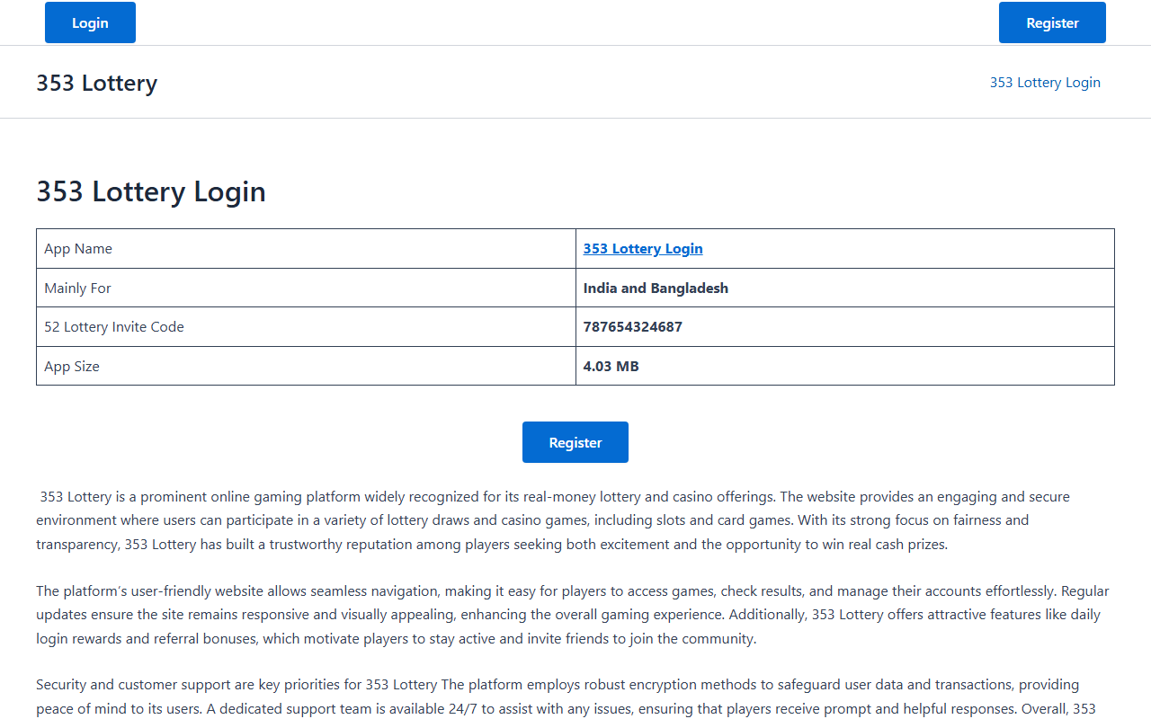 353lottery.com screenshot