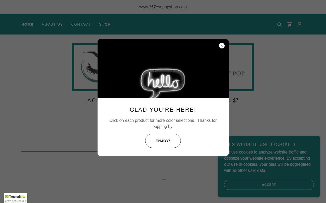 357eyepopshop.com screenshot