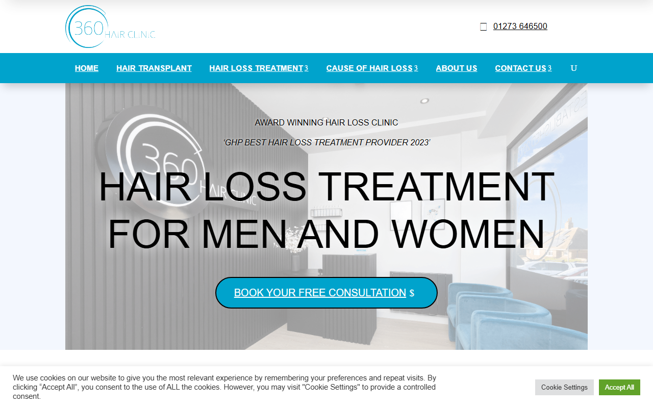 360-hairclinic.com screenshot