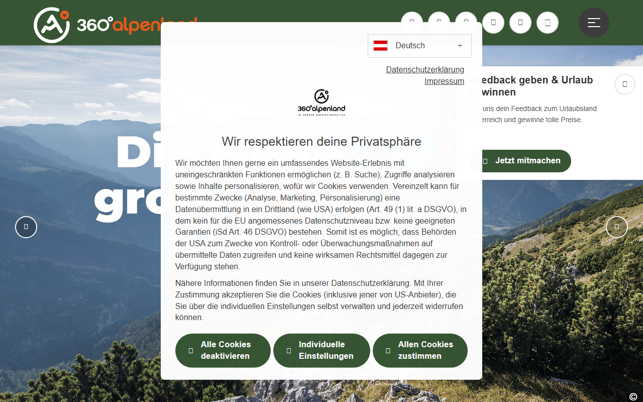 360alpenland.com screenshot