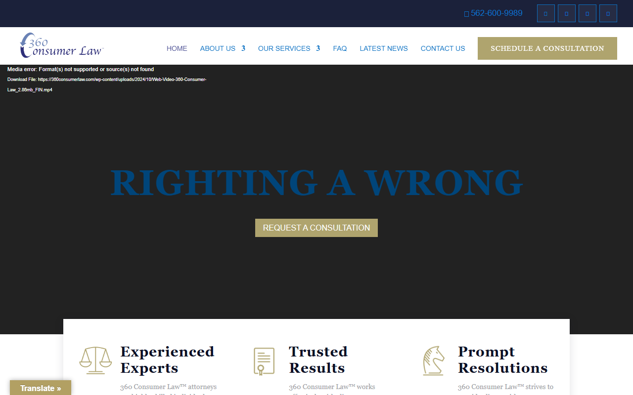 360consumerlaw.com screenshot