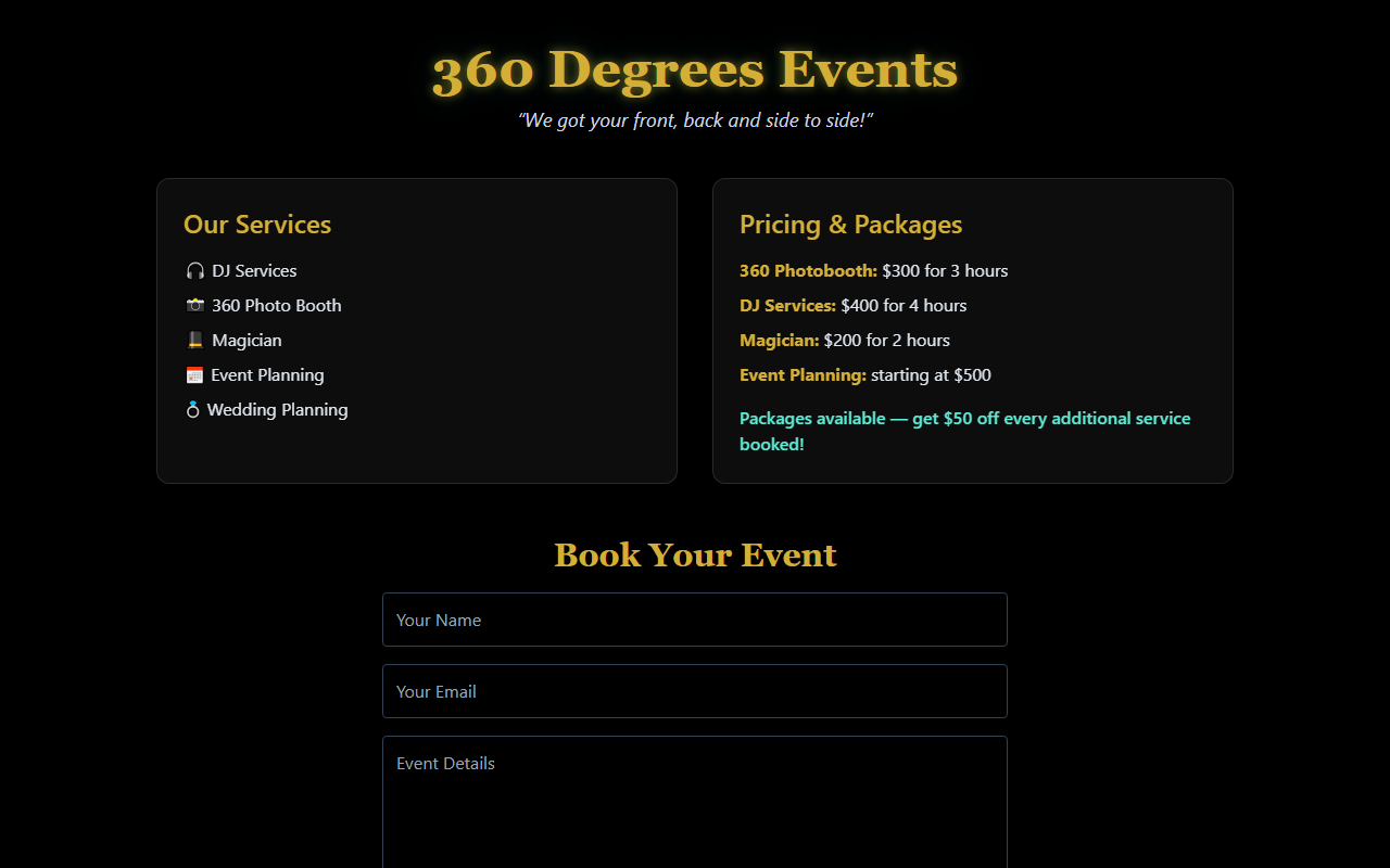 360degreesevents.com screenshot