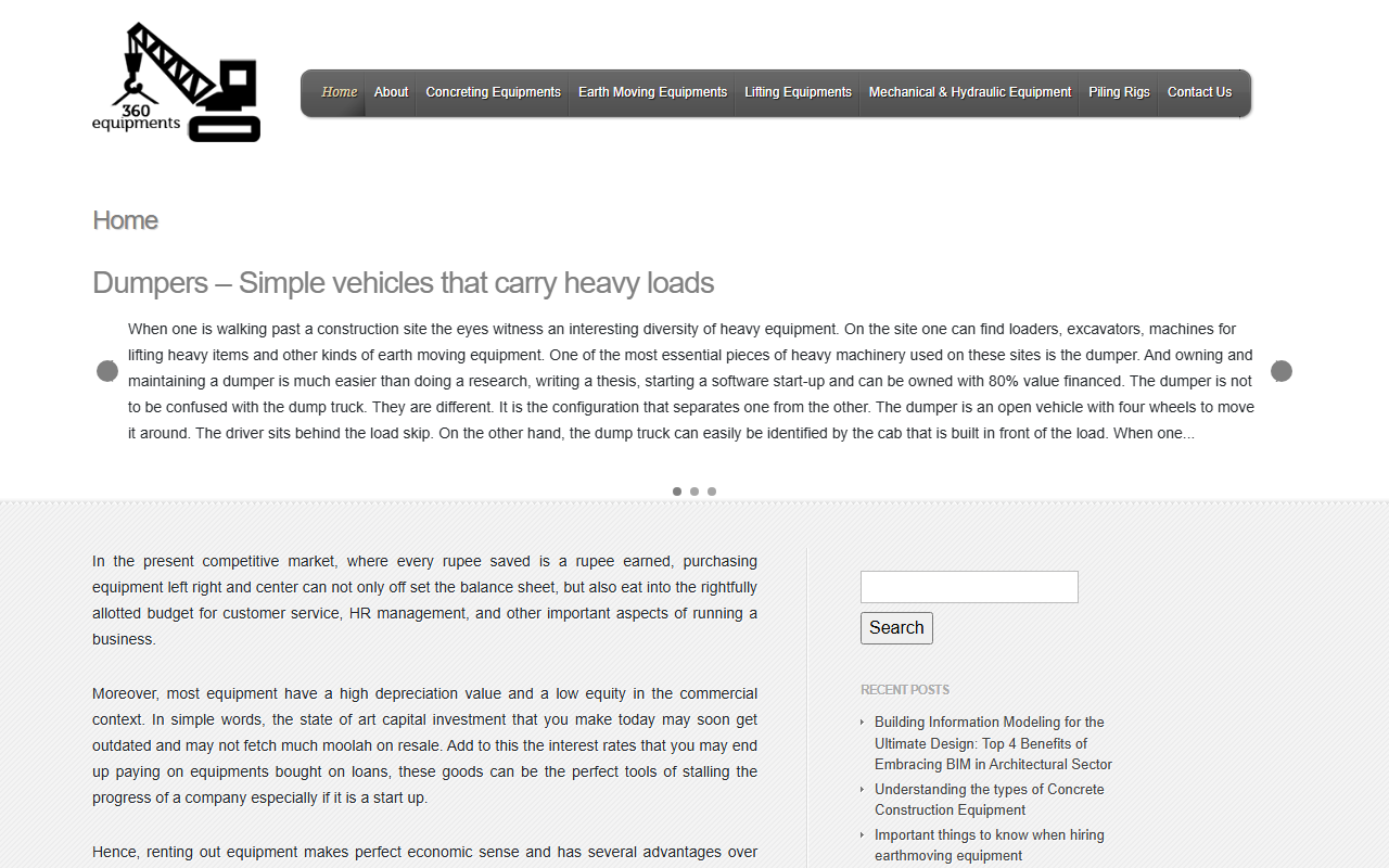 360equipments.com screenshot