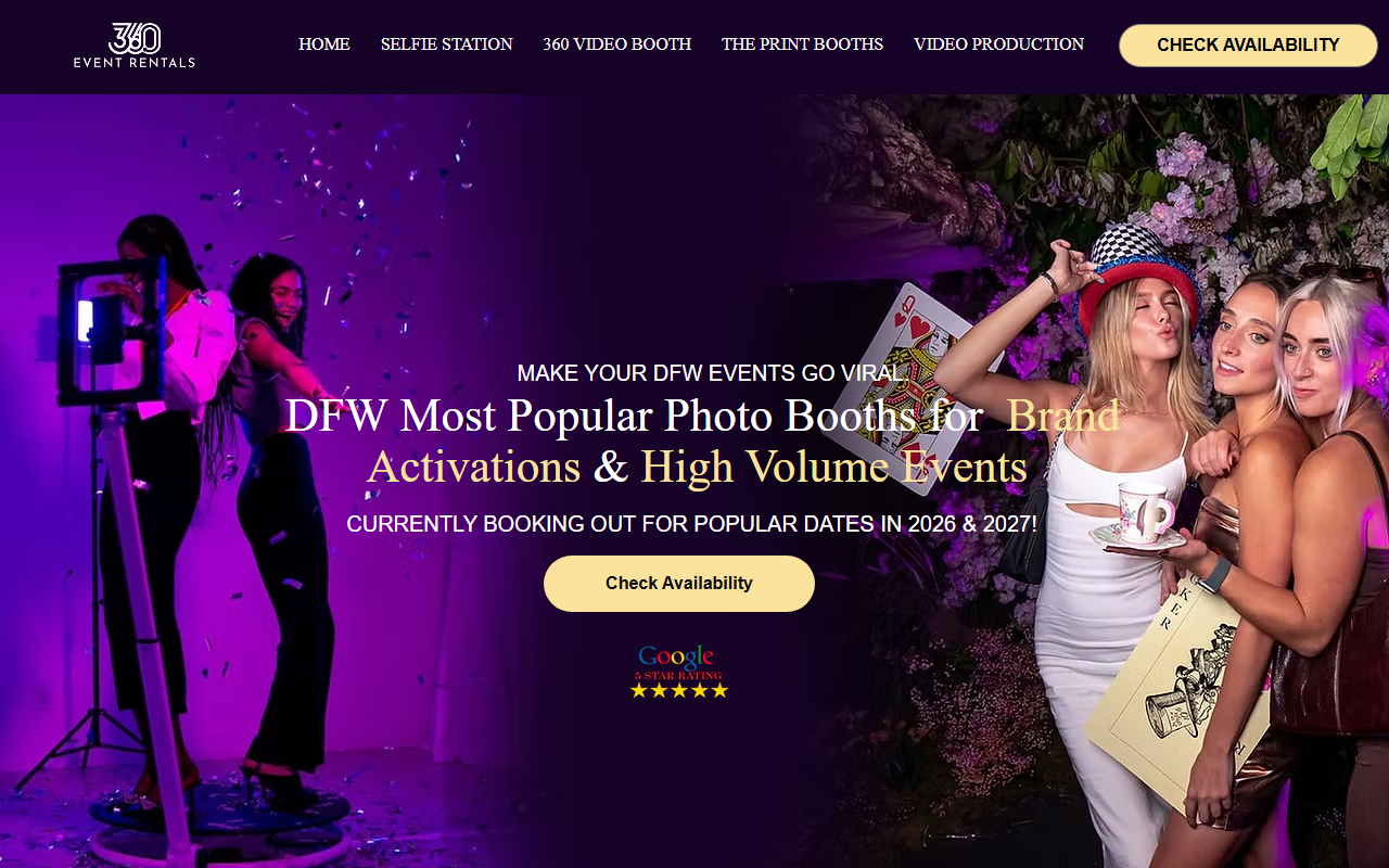 360eventrentals.com screenshot